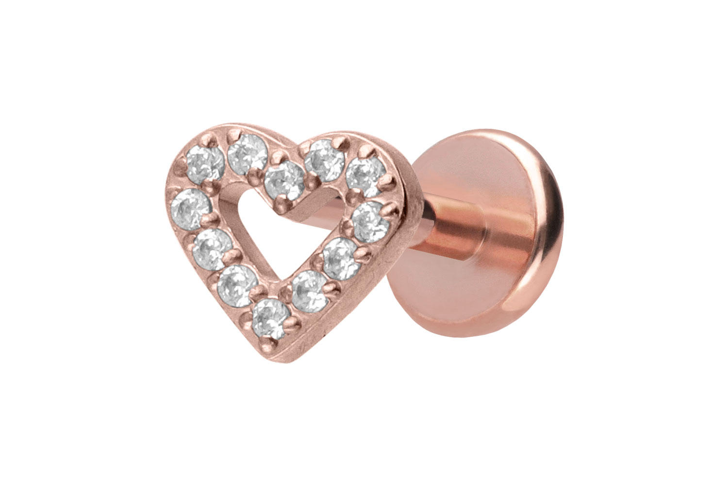 Titan Labret Piercing mit Push Fit KRISTALLHERZ